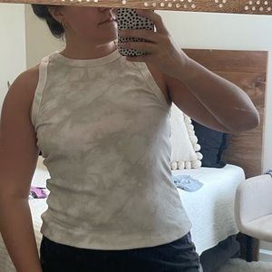 tie dye printed neutral high necked basic tank